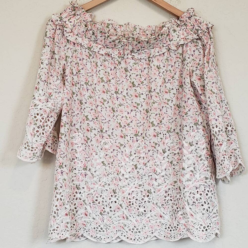 Casting Floral Off The Shoulder Top Blouse Cottagecore Prairie Women's 8
